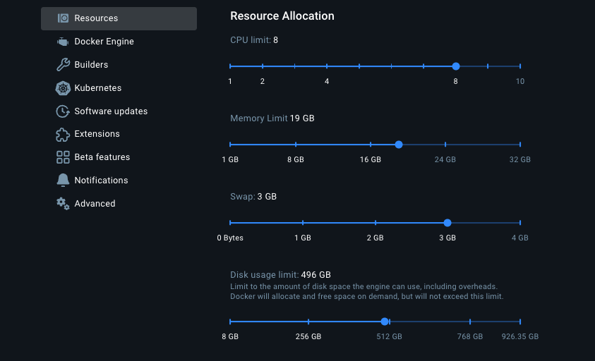 Docker resourece allocation